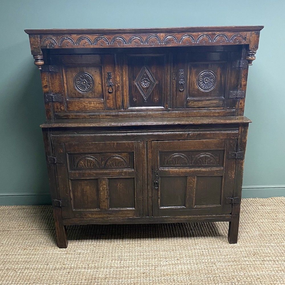 photo furniture 17th Century Period Oak Antique Court Cupboard