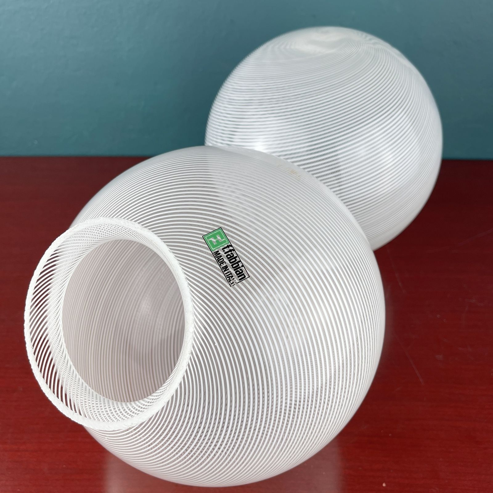 photo furniture Classic Swirl Murano Glass Table Lamps By F.Fabbian Italy 1970s Set Of 2