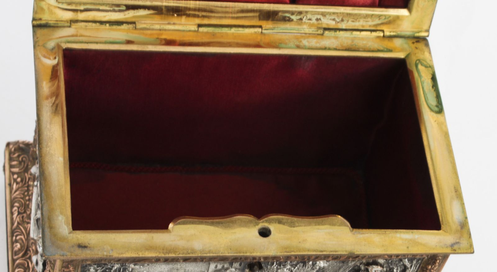 Antique French Silvered & Gilt Jewellery Casket Box  Ab Paris 19th C photo Home Decor