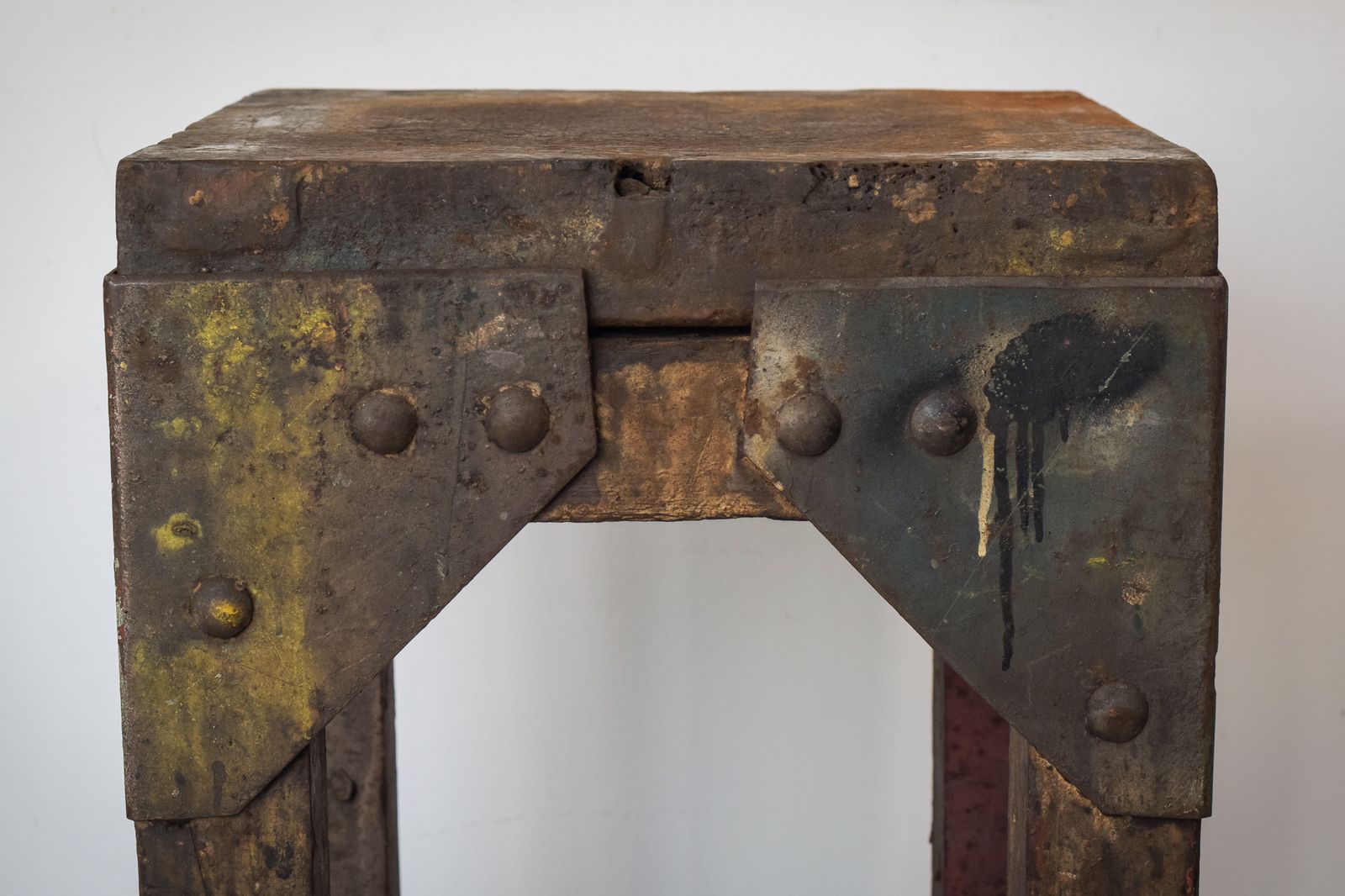 Furniture Industrial Stand With A Solid Iron Top photo