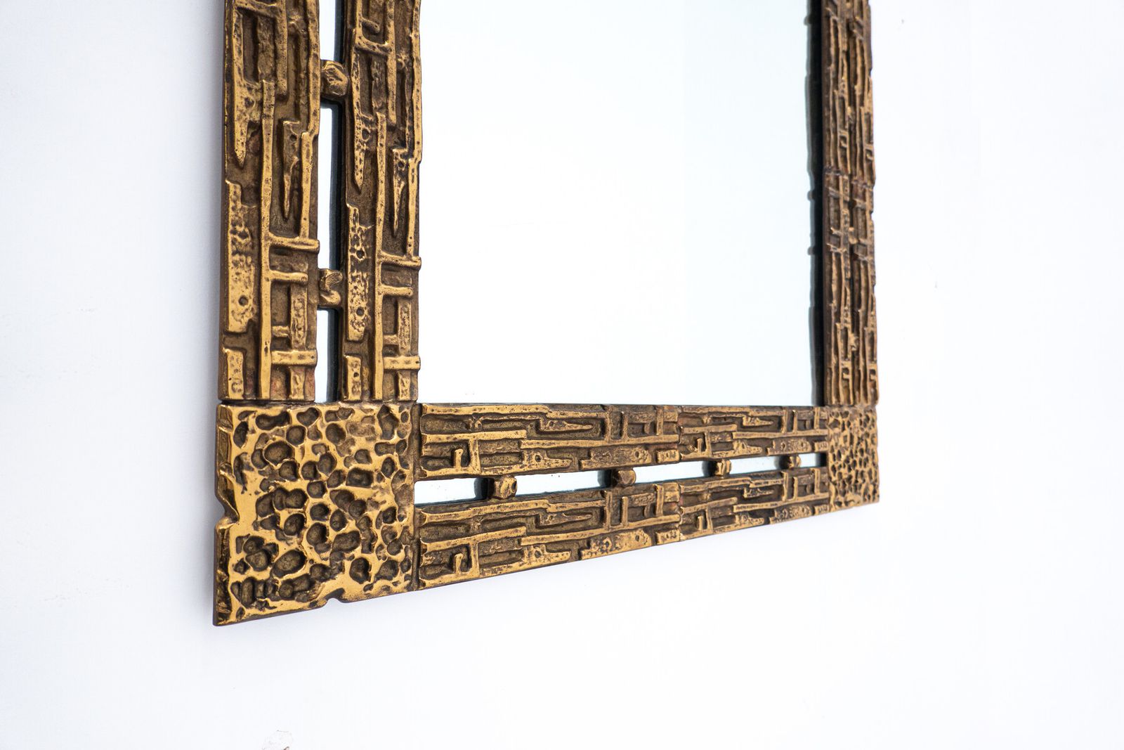 Mid Century Brass Mirror By Luciano Frigerio photo for sale