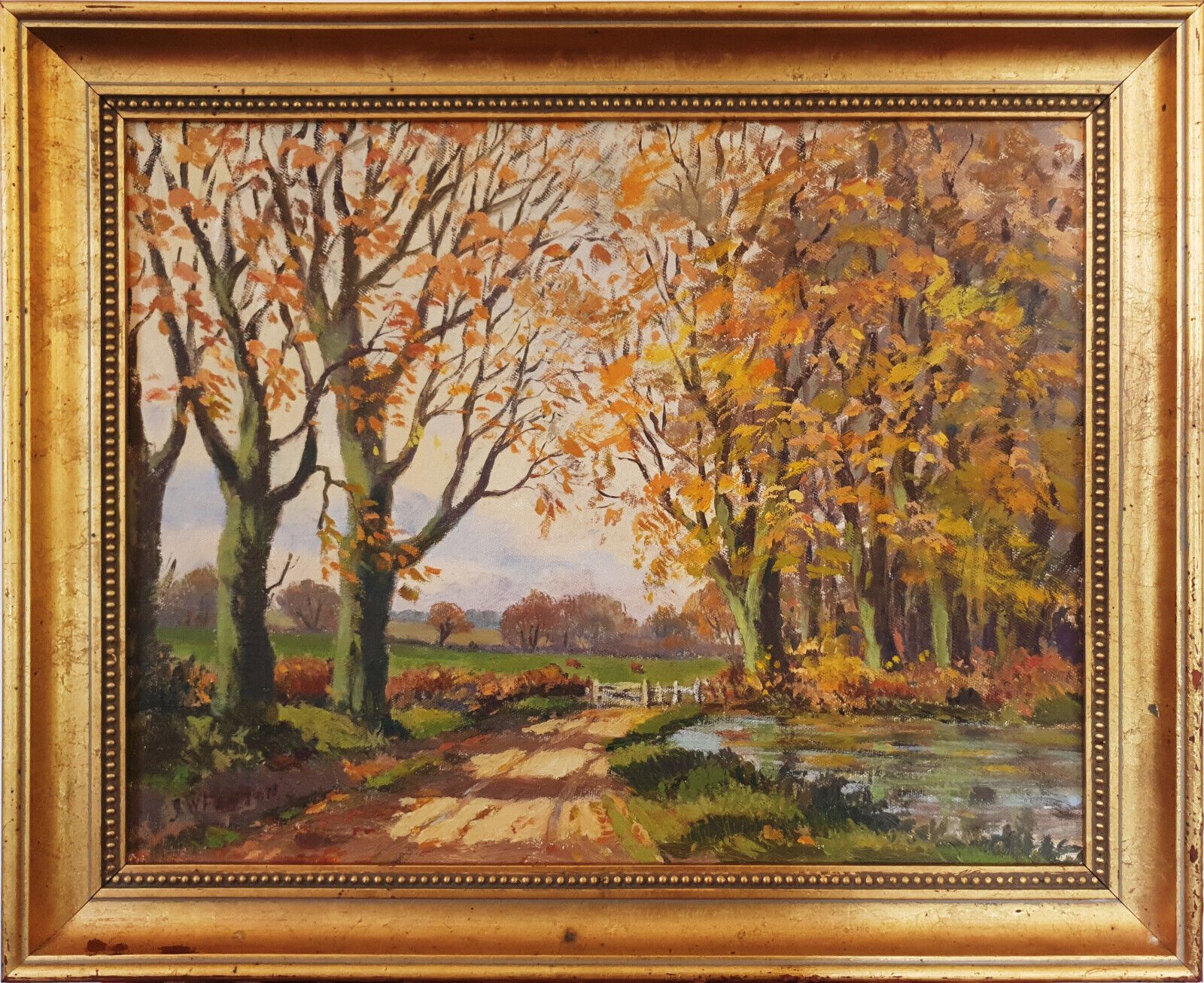 Oil On Board By John Warren Fenton. Rural Landscape. Probably Suffolk