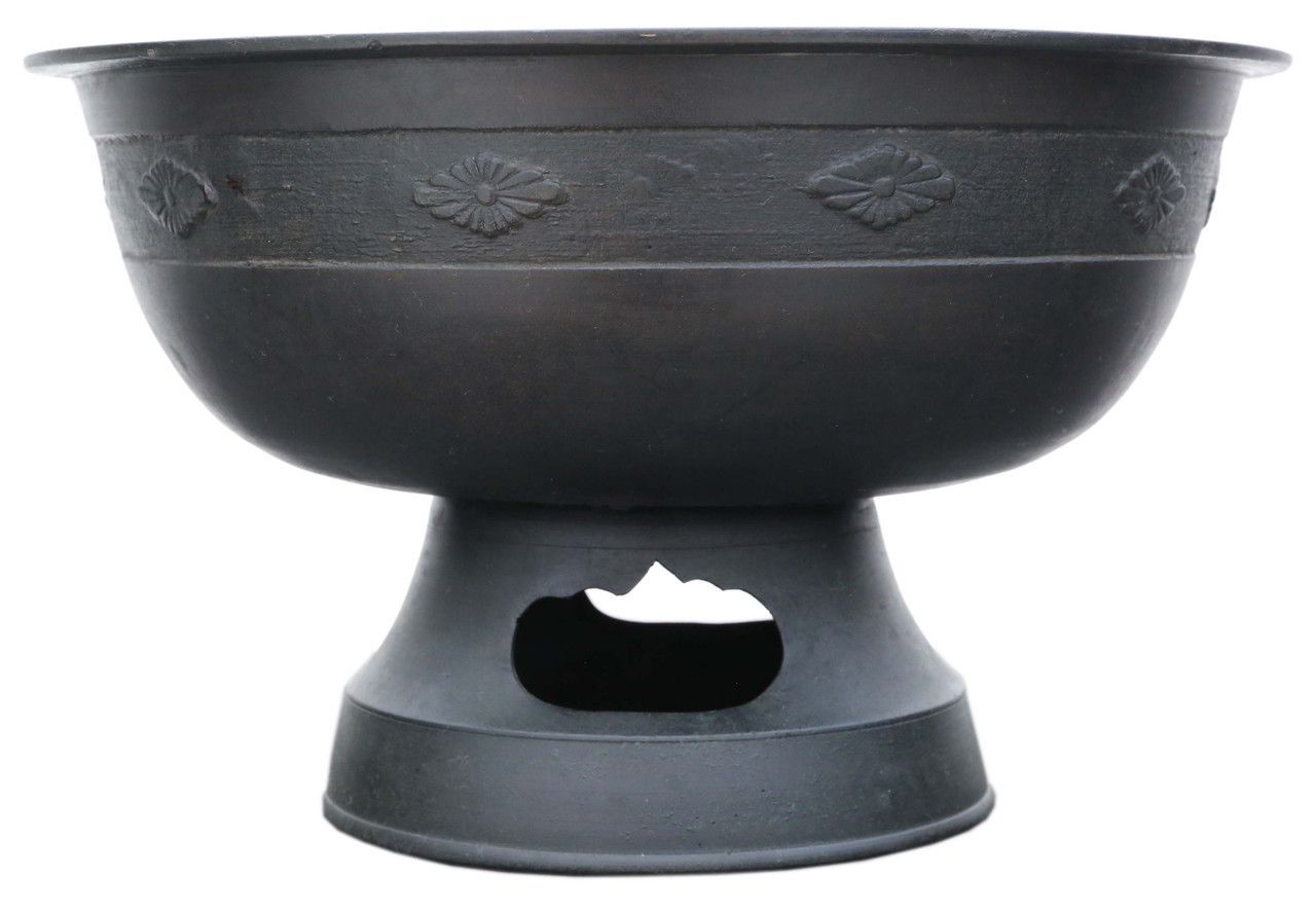 Antique Oriental Japanese Large Fine Quality Bronze Bowl Planter Jardinière Censor Late Edo Period, Mid 19th Century Buddhist Tearai photo Home Decor
