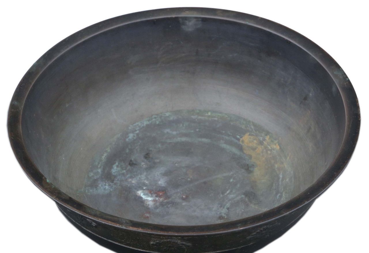 Antique Oriental Japanese Large Fine Quality Bronze Bowl Planter Jardinière Censor Late Edo Period, Mid 19th Century Buddhist Tearai photo 1795.0