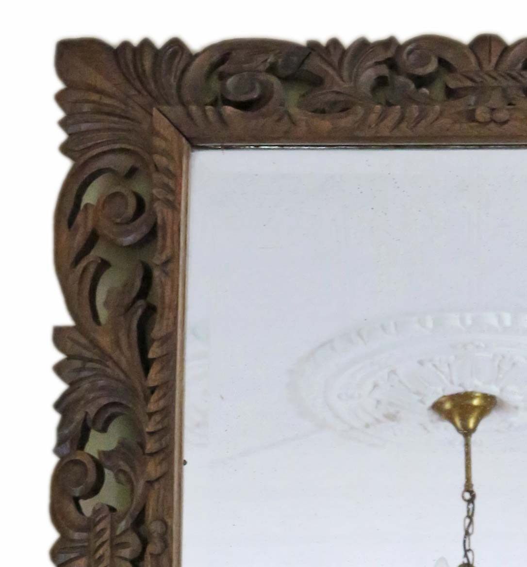 Antique Large C1900 Quality Florentine Carved Padauk Wall Mirror Overmantle photo furniture