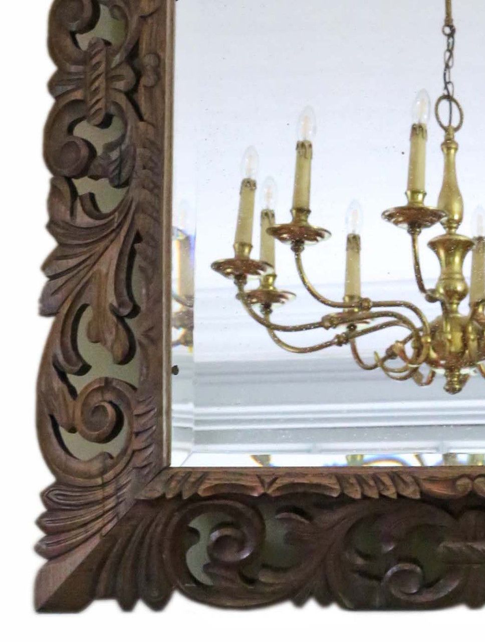 Antique Large C1900 Quality Florentine Carved Padauk Wall Mirror Overmantle photo 1495.0