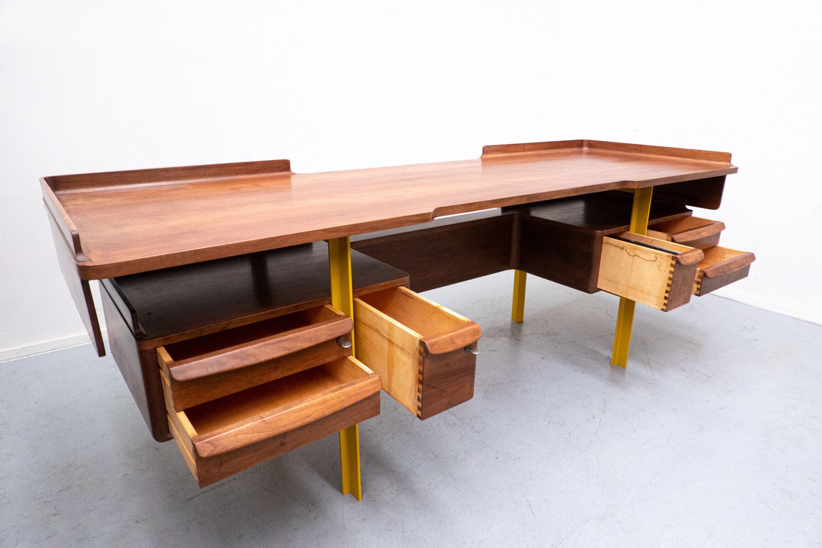 Italian Mid Century Modern Desk In Walnut photo for sale