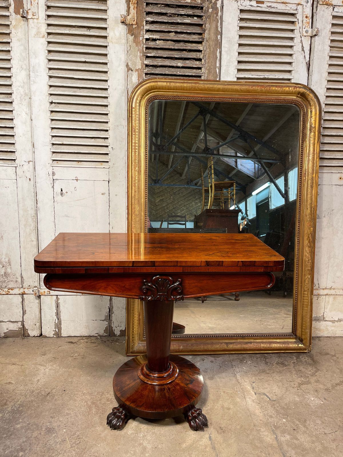 photo furniture Exceptional Antique Regency Rosewood Card Games Console Table Circa 1830