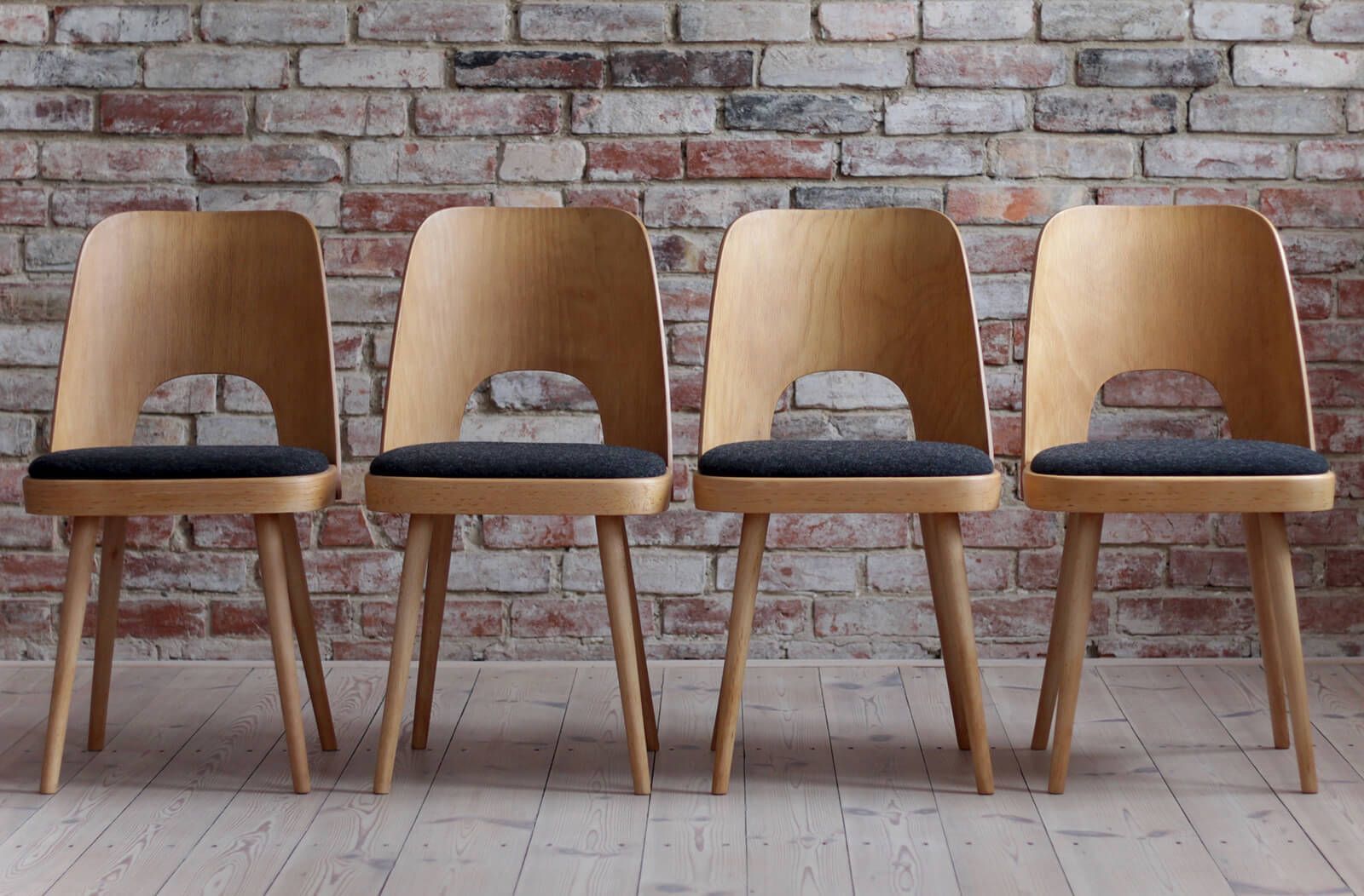 Set Of 8 Dining Chairs By Oswald Haerdtl, Reupholstered In Kvadrat Fabric