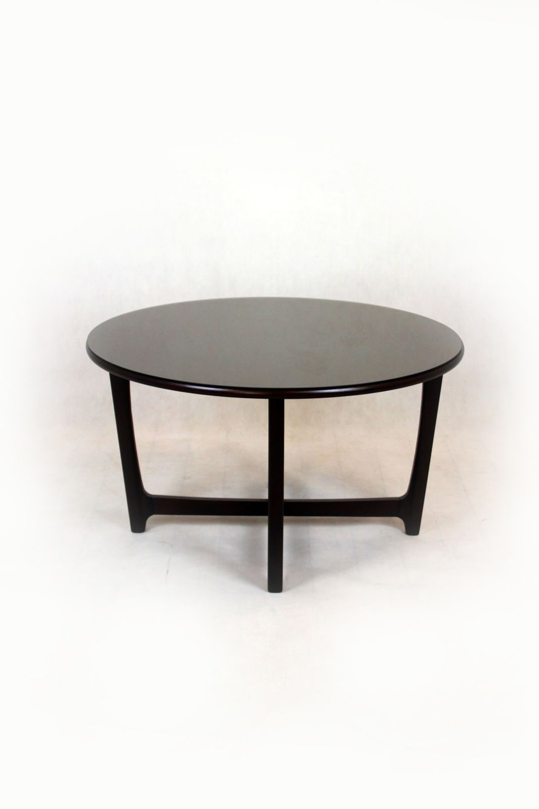 Restored Wooden Round Coffee Table, Czechoslovakia, 1970s
