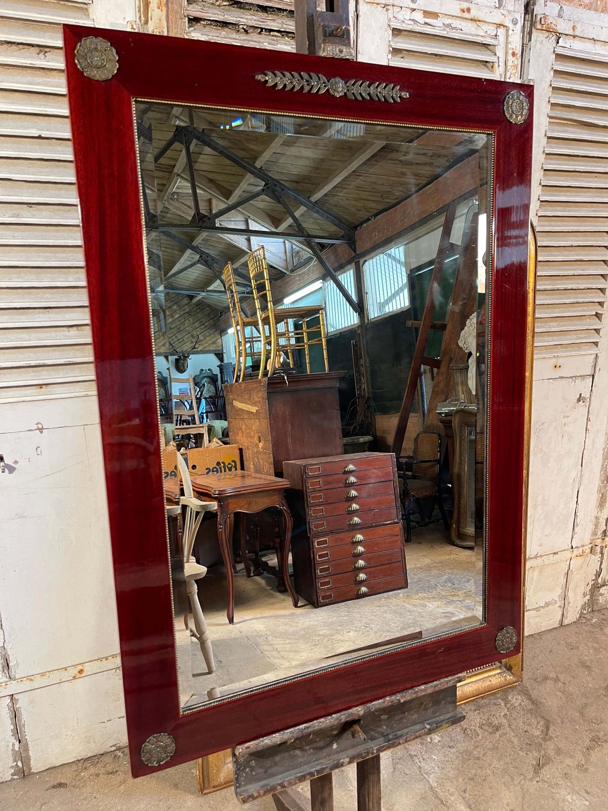 Beautiful French Empire Mahogany Bevelled Plate Mirror Hallway Living Room Bedroom Mirror photo furniture