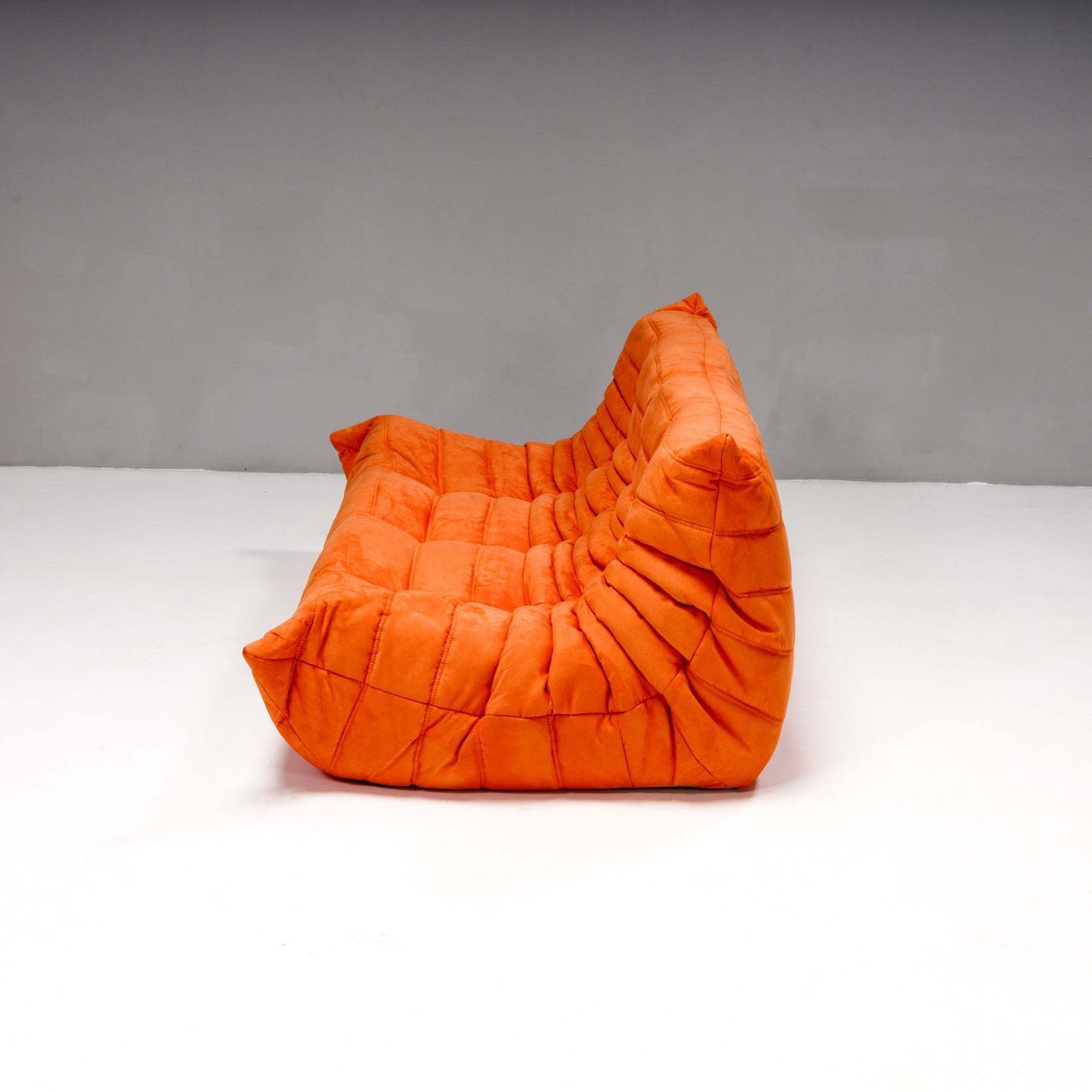 2670.0 Ligne Roset By Michel Ducaroy Togo Tangerine Armchair And Footstool, Set Of 2 photo