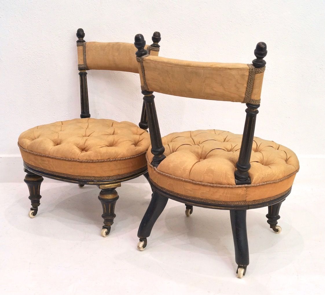 A Rare Pair Of Antique French Ebonised Childs Chairs photo for sale