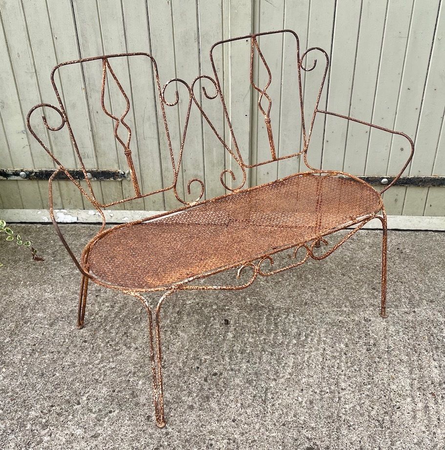 A Rare Pair Of Antique French Metal Outdoor Benches photo for sale