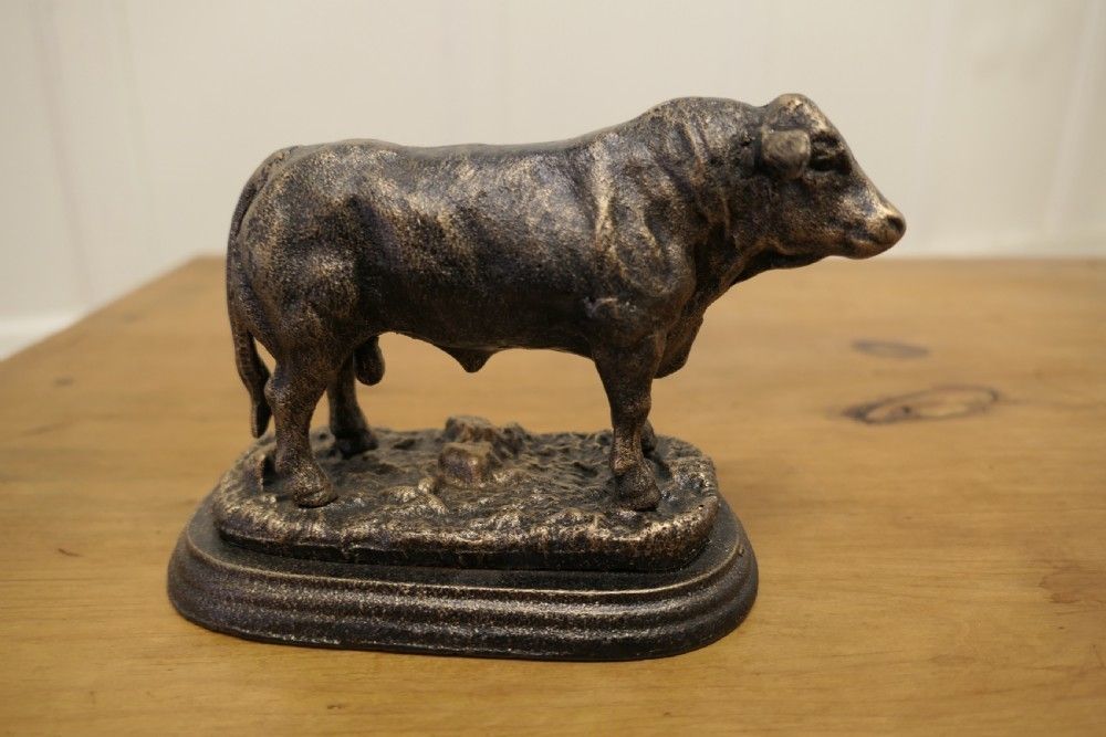 Iron Bull Desk Ornament With Bronze Finish Patina photo furniture