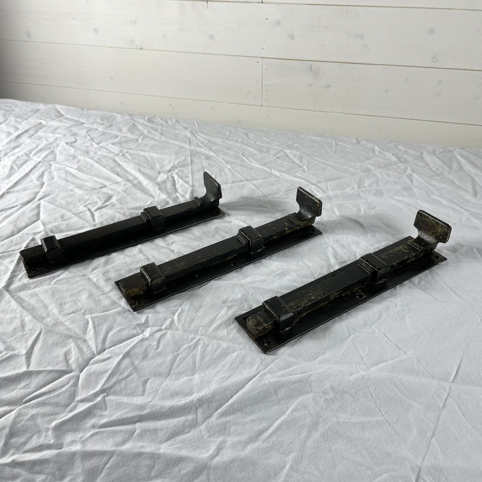 Set Of 3 Large Reclaimed Iron Tower Bolts photo Home Decor