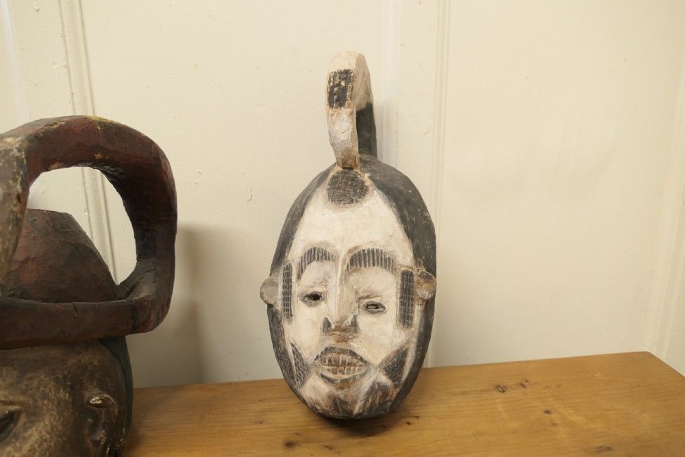 3 Carved Wooden Ceremonial Masks From Nigeria, Africa And Indonesia photo Home Decor