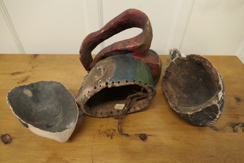 3 Carved Wooden Ceremonial Masks From Nigeria, Africa And Indonesia photo vinterior