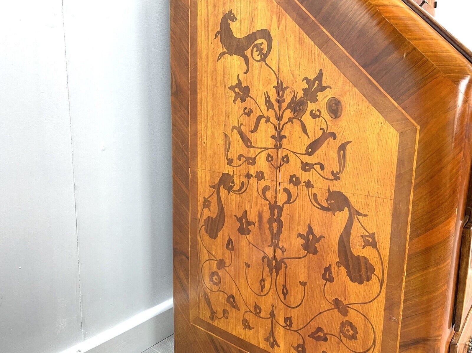 Furniture 18th Century, Dutch Inlaid / Marquetry, Walnut Bookcase Bureau photo