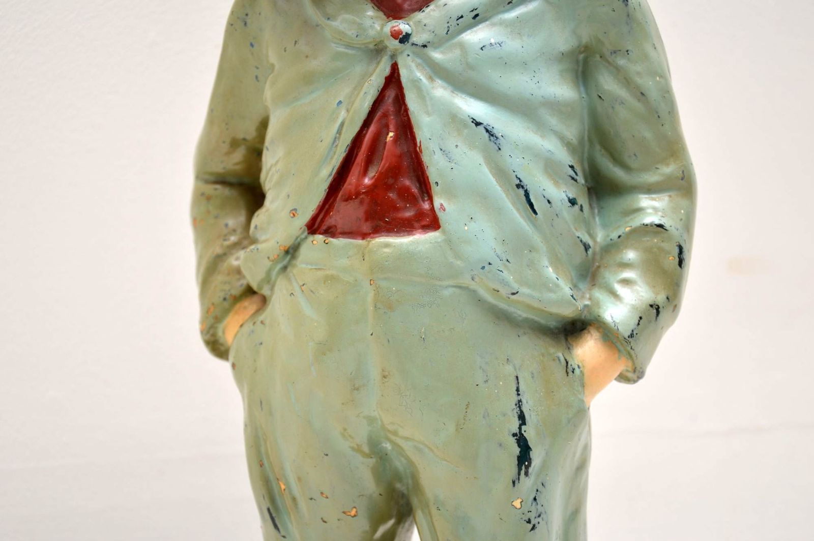 Antique Decorative Chalk Ware Figure Of A Boy photo furniture