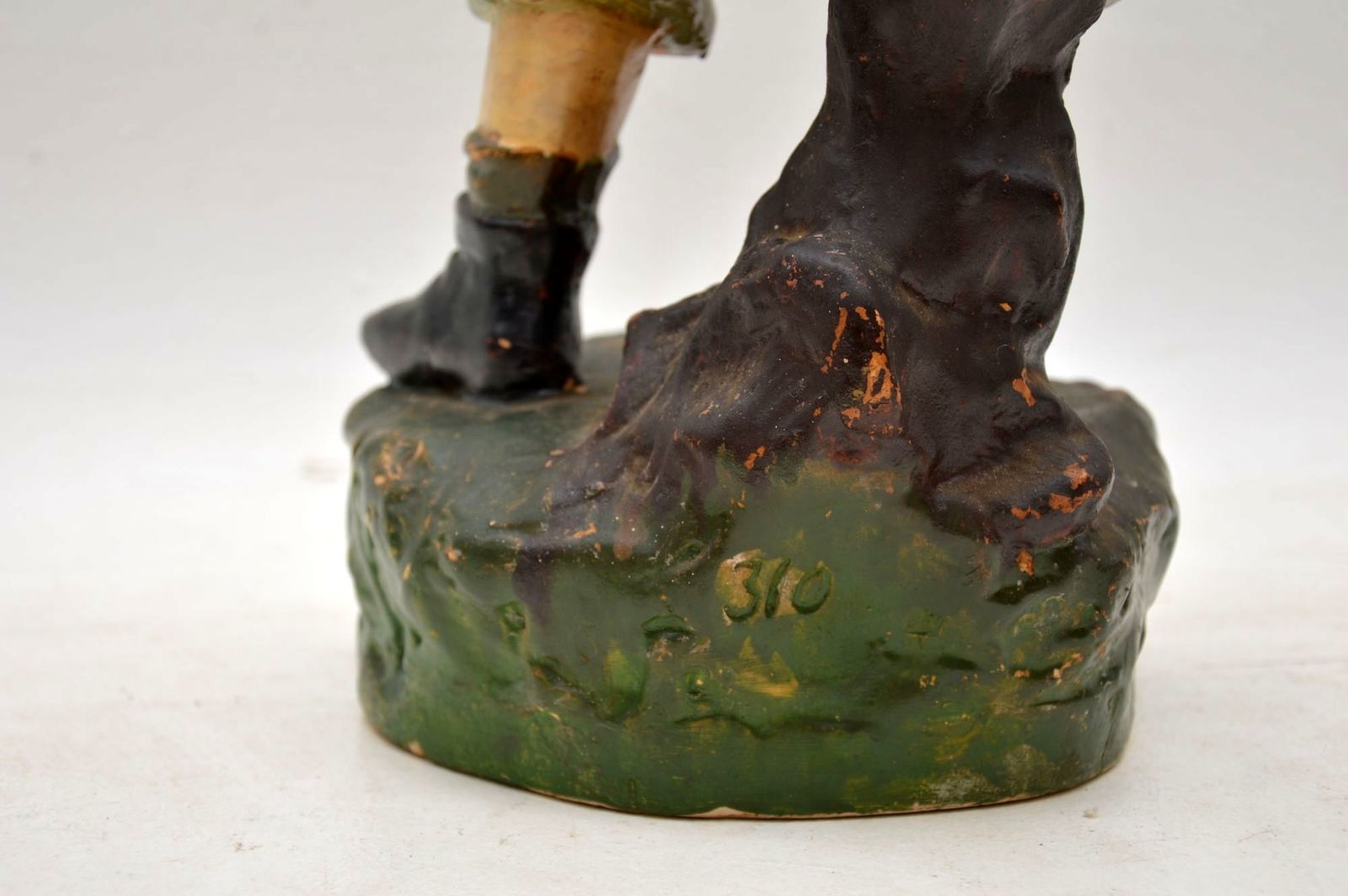 Antique Decorative Chalk Ware Figure Of A Boy photo vintage