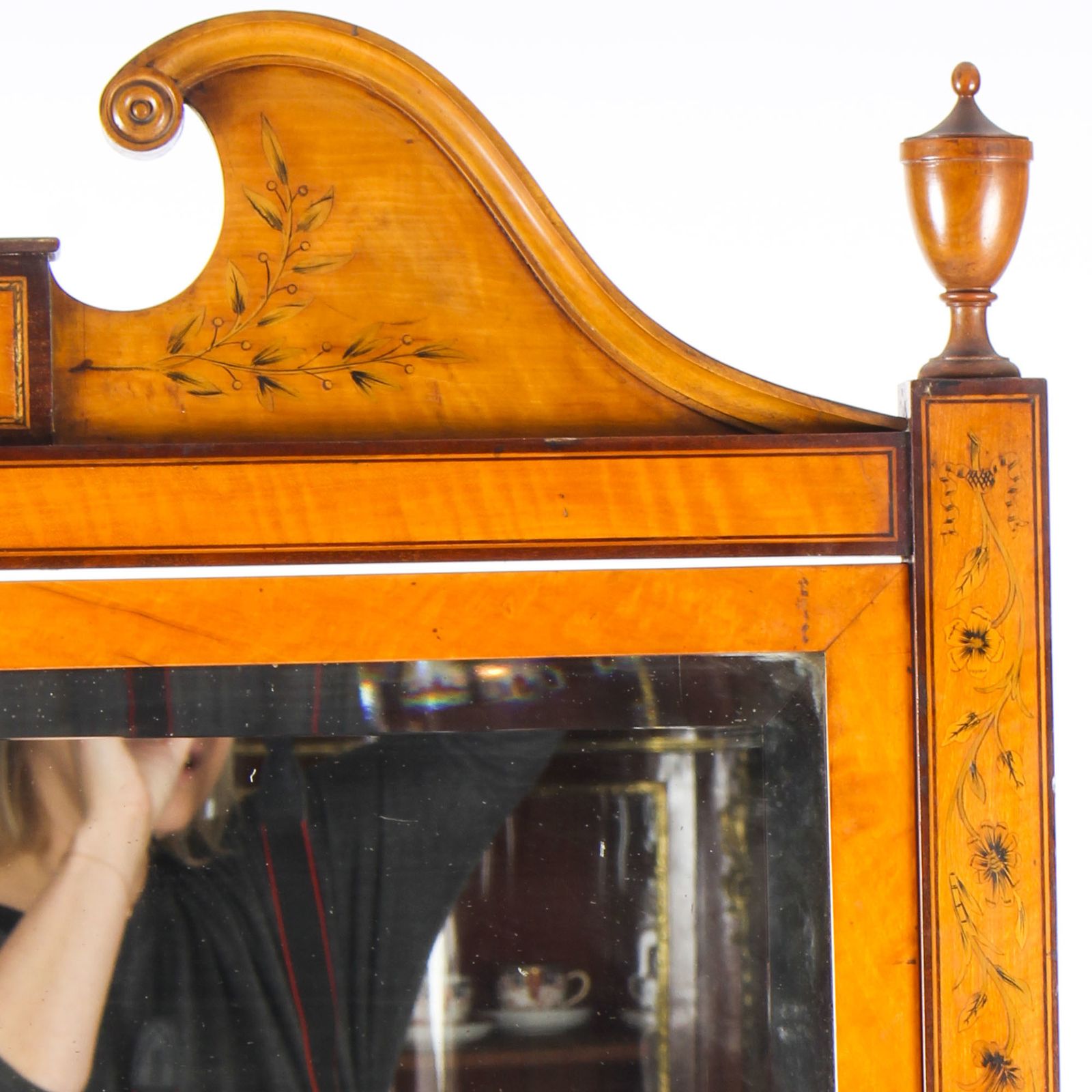 Edwardian Satinwood Marquetry Inlaid Cheval Mirror C.1900 photo Home Decor
