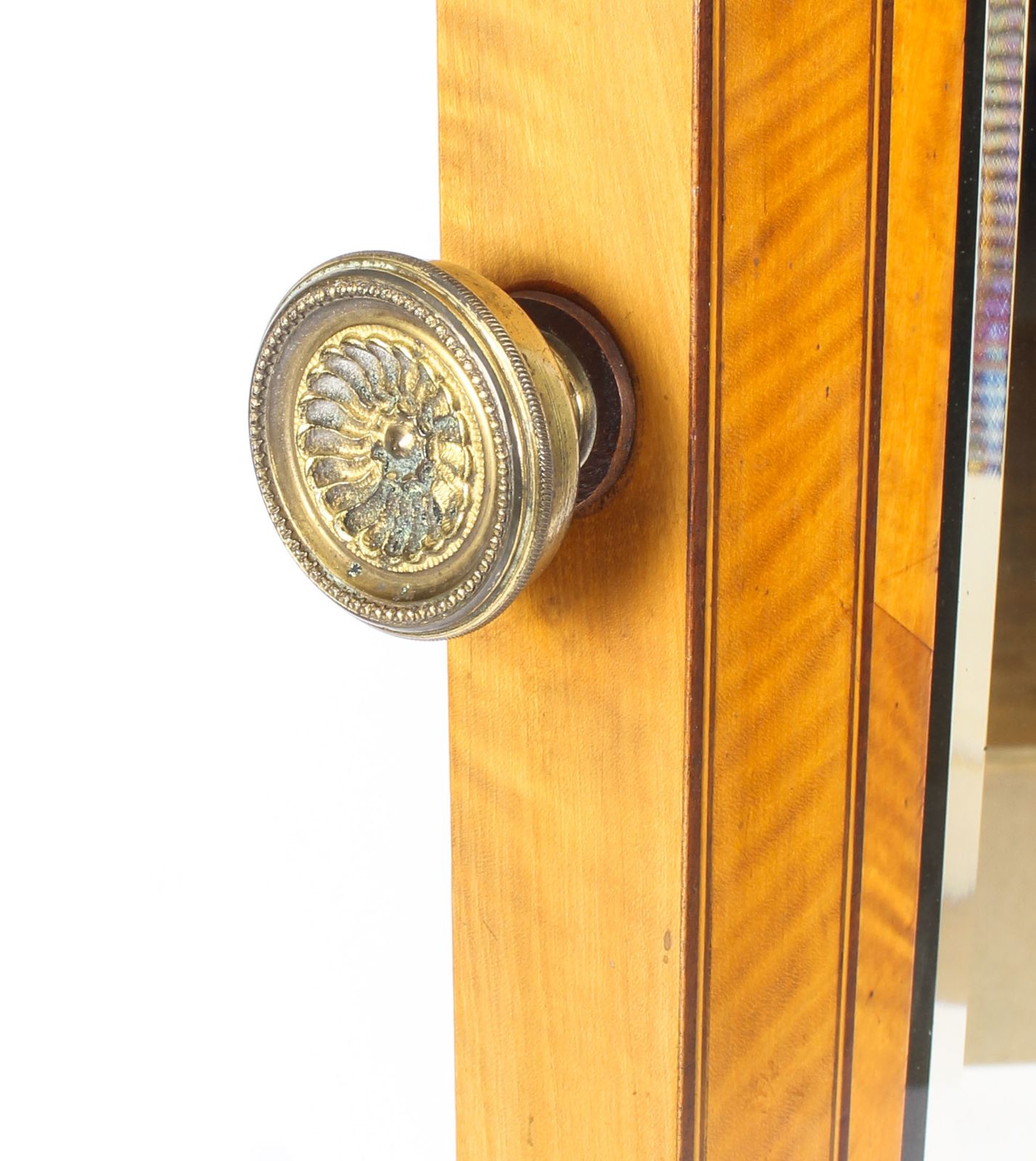 Edwardian Satinwood Marquetry Inlaid Cheval Mirror C.1900 photo vinterior