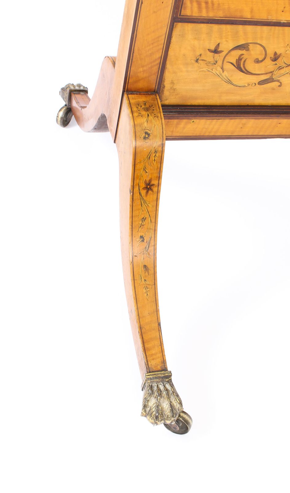 3500.0 Edwardian Satinwood Marquetry Inlaid Cheval Mirror C.1900 photo