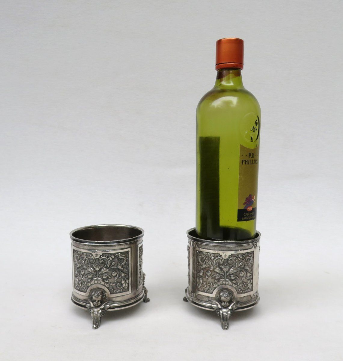 Tin Wine Bottle Stand By A. Reith, 1880s, Set Of 2 photo Home Decor