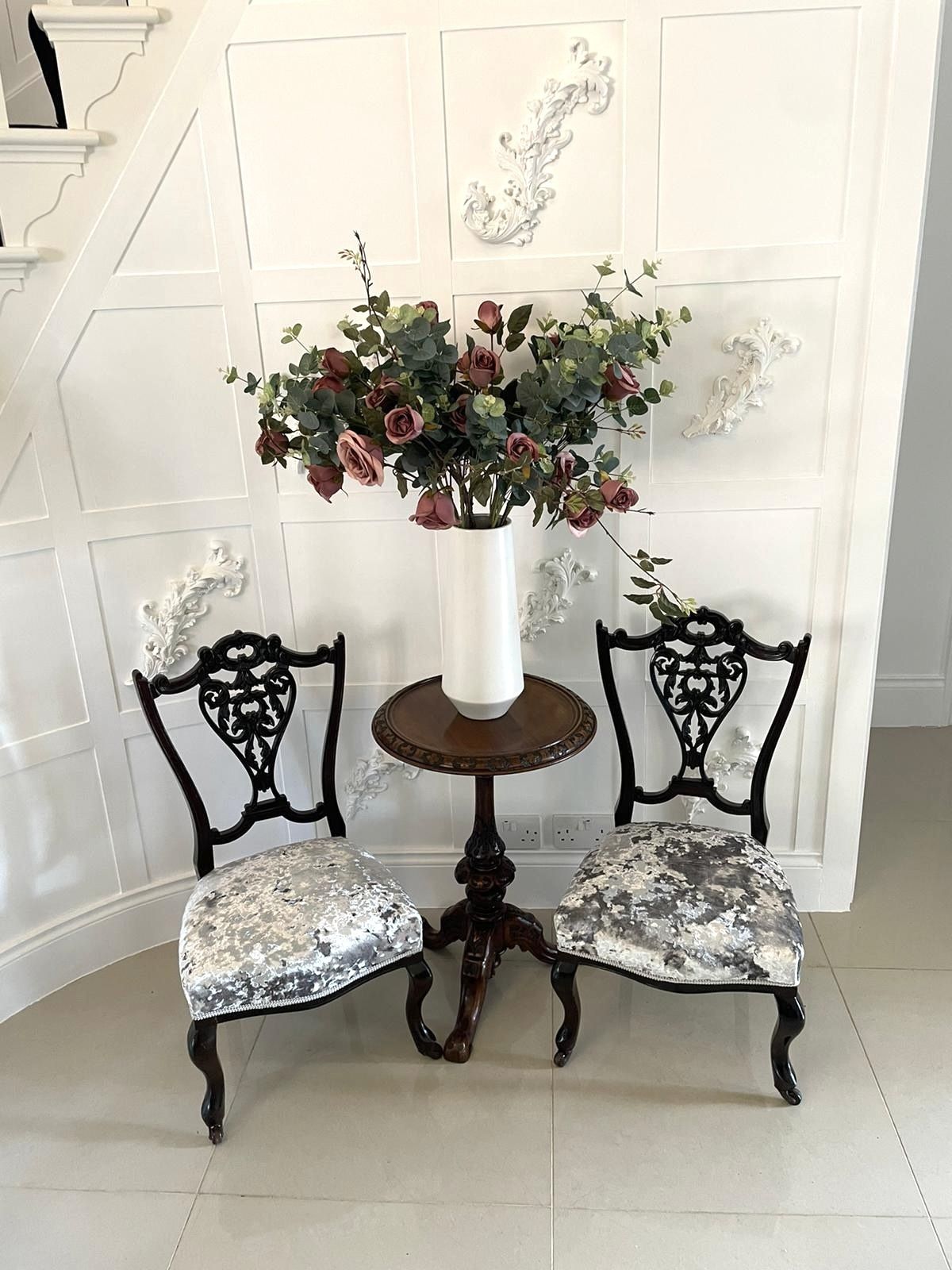 Antique Pair Of Quality Ebonised Side Chairs photo buy