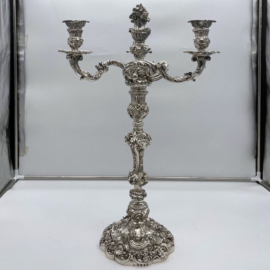 Early 19th Century Antique George IV Silver Pair Cast Candelabra London 1825 Joseph Craddock & Robert Garrard photo vintage