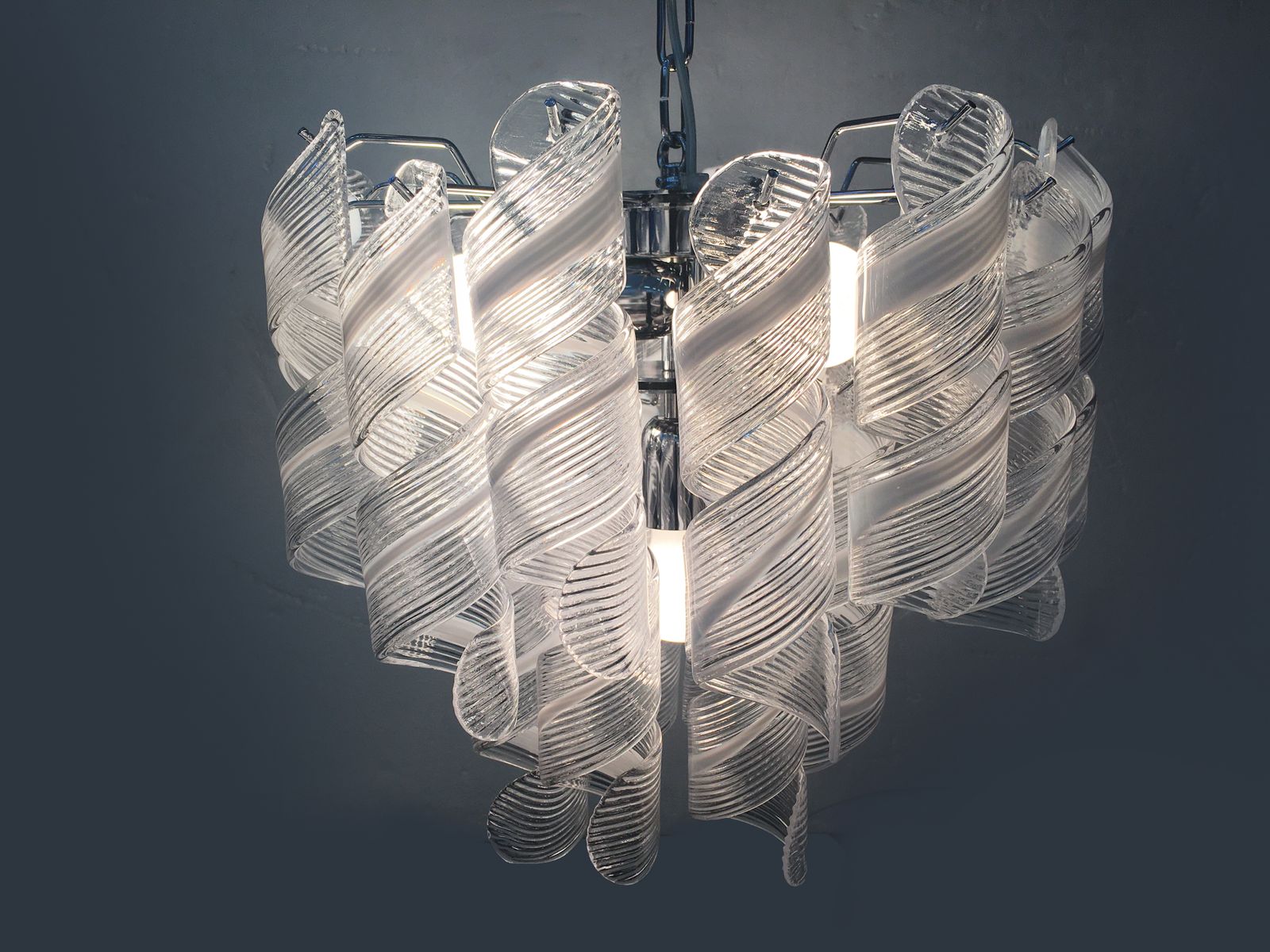 Chandelier Murano Glass Virgola Like Venini Style photo vinterior