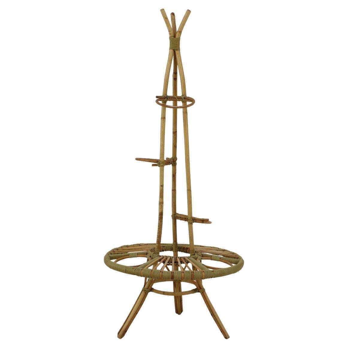 Mid Century Rattan Flower Stand, 1960's