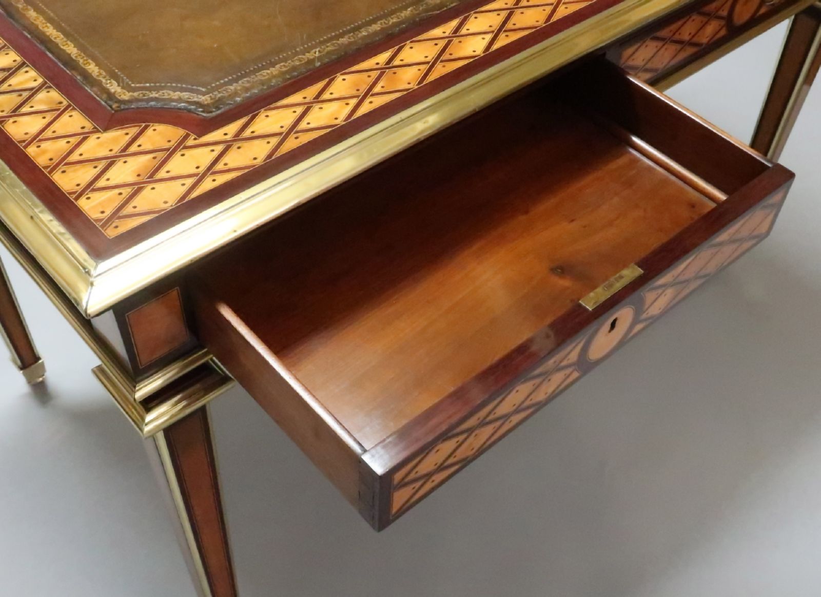 Victorian Satinwood Parquetry Writing Table Attributed To Donald Ross photo vinterior
