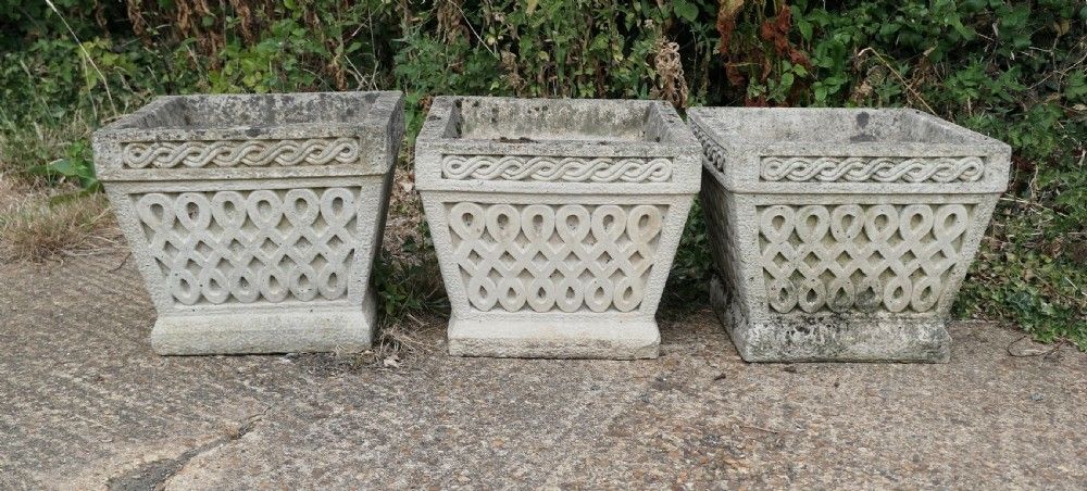 A Set Of 5 Classical Basket Weave Garden Planters photo vinterior