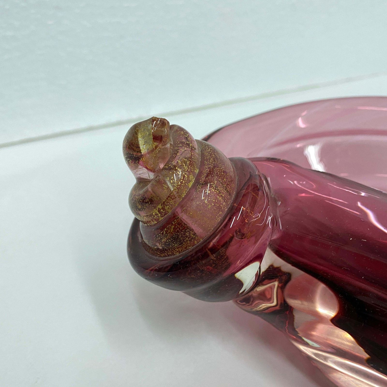 1970s Mid Century Modern Purple And Gold Murano Glass Italian Ashtray photo 268.0