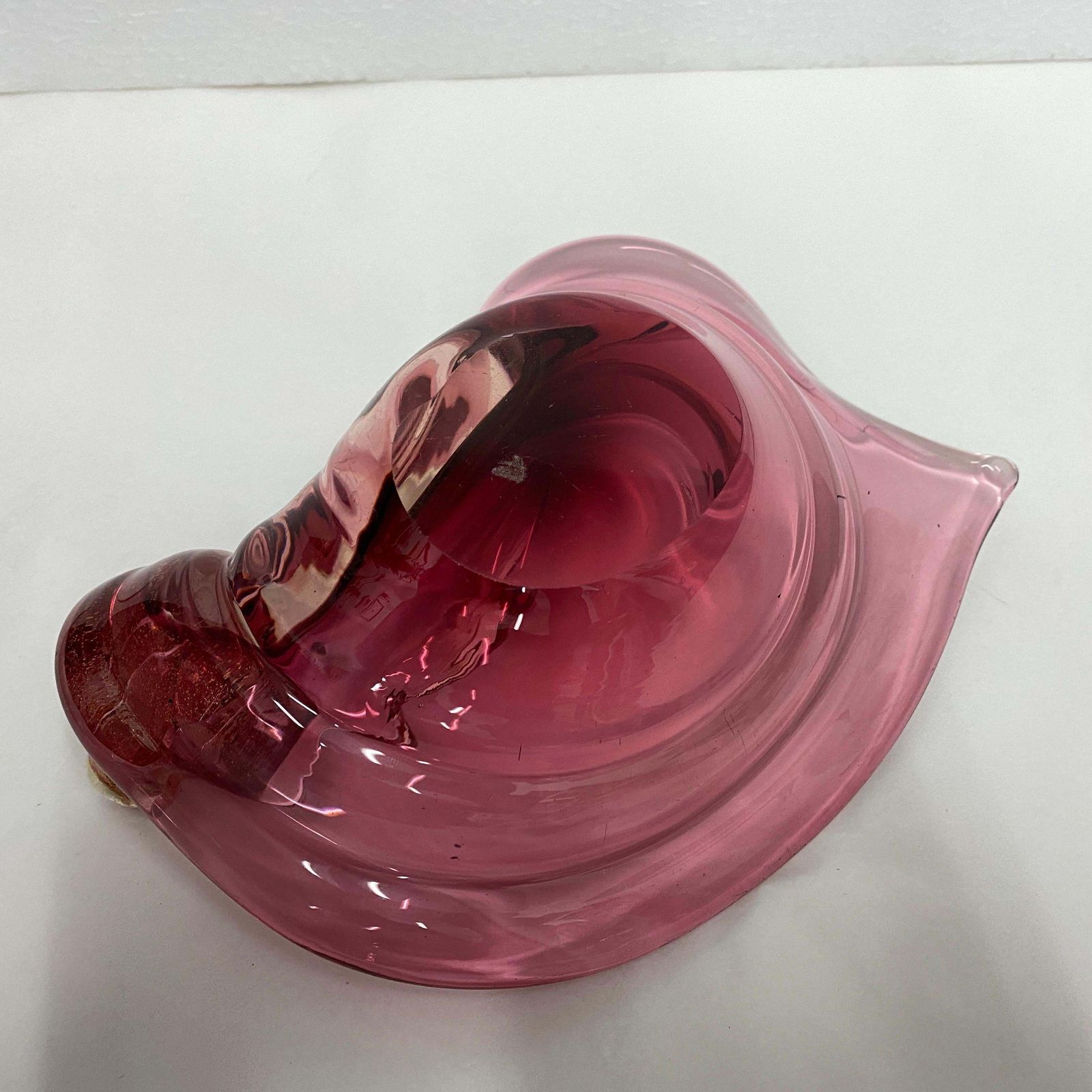 1970s Mid Century Modern Purple And Gold Murano Glass Italian Ashtray photo vintage