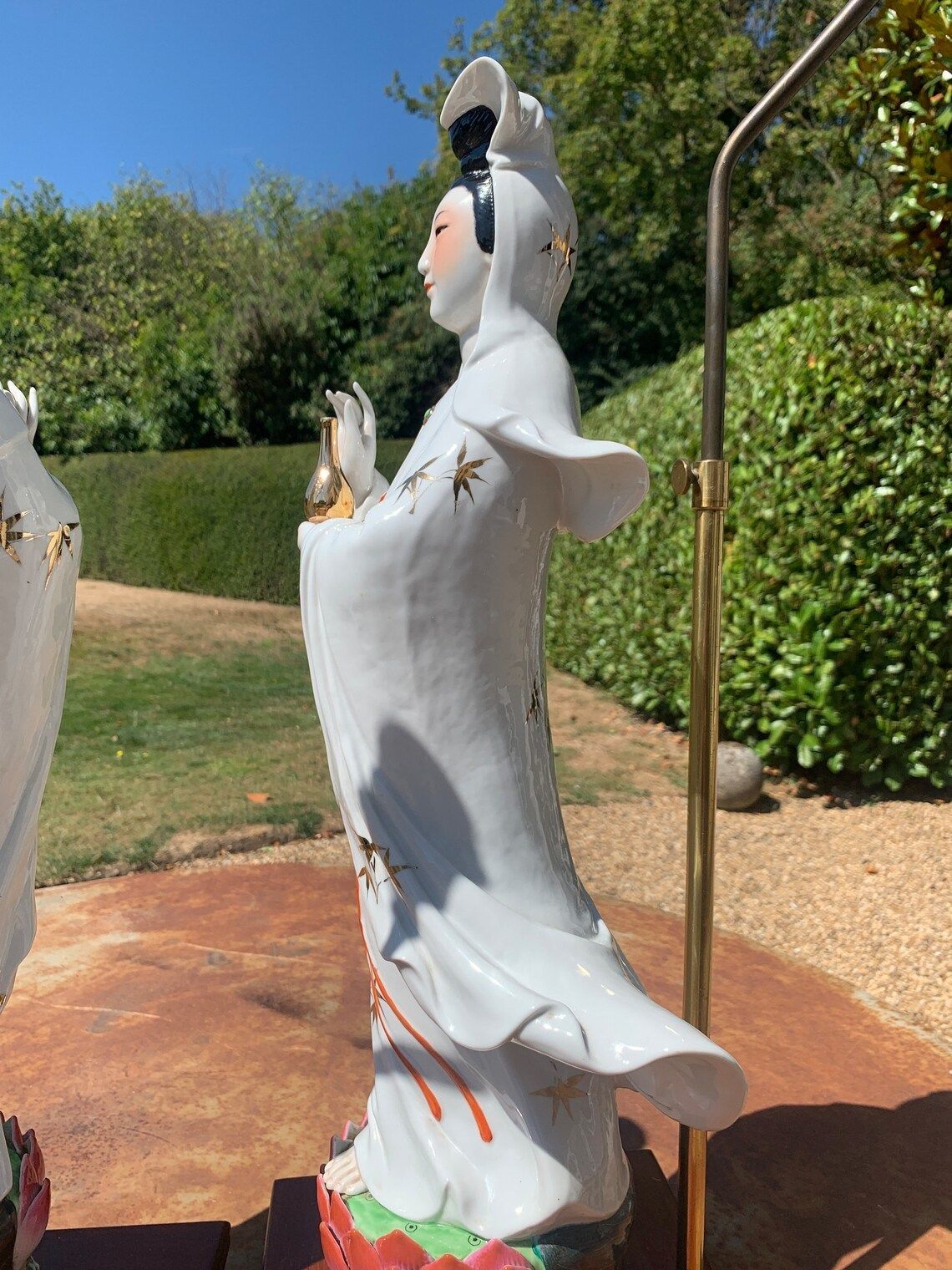 Hollywood Regency Chinese Guan Yin Porcelain Lamps photo 950.0