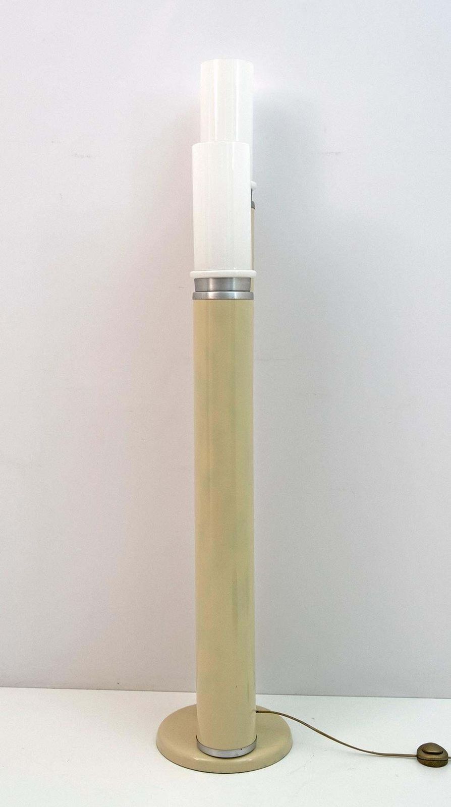 photo furniture Space Age Opaline Glass And Lacquered Metal Cylinders Floor Lamp, 1970s