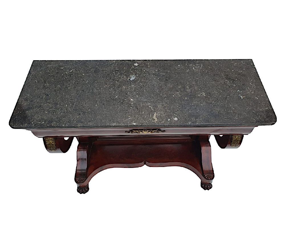 A Very Fine 19th Century Flame Mahogany Marble Top Console Table photo Furniture