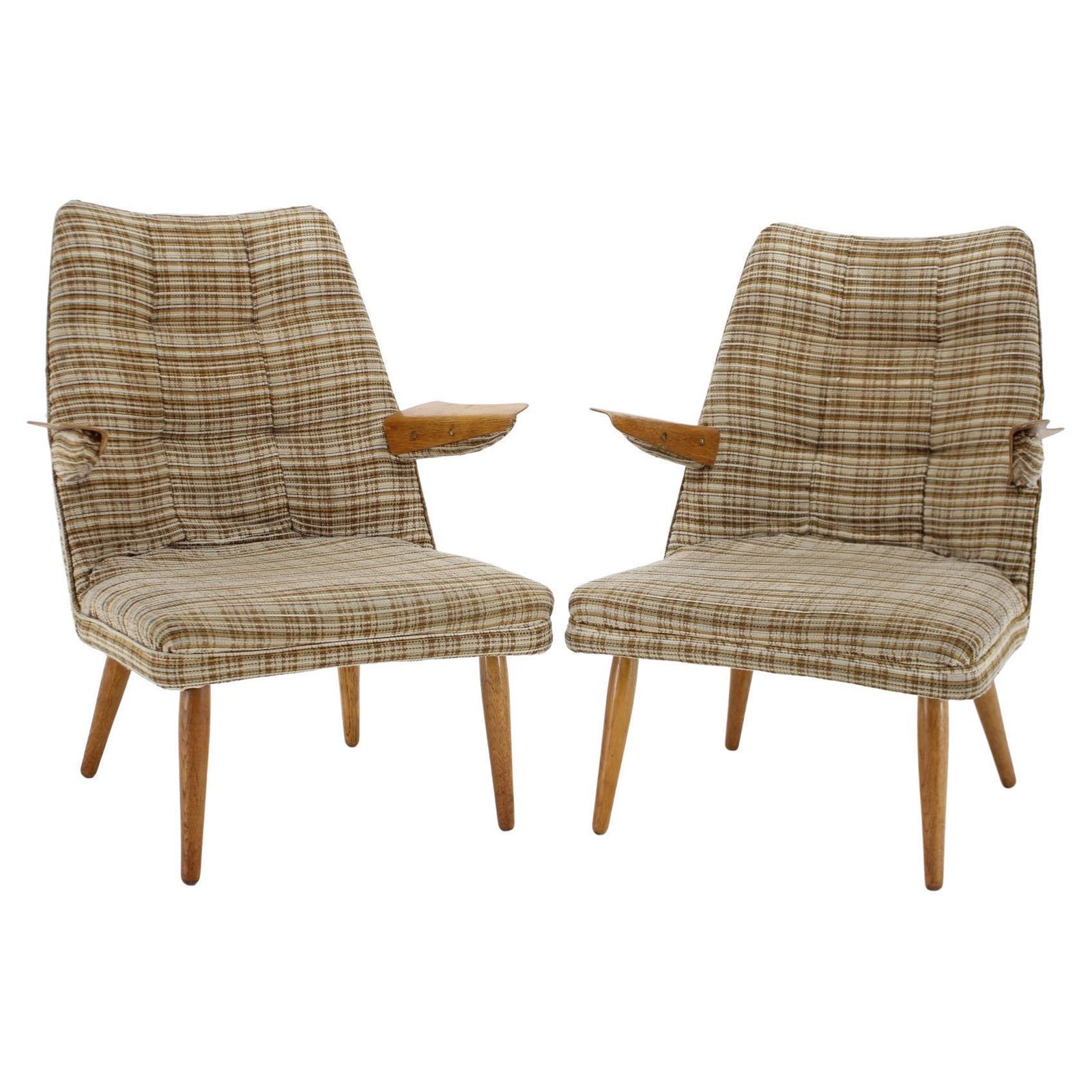 1960s Set Of Two Design Rare Armchairs ,Czechoslovakia