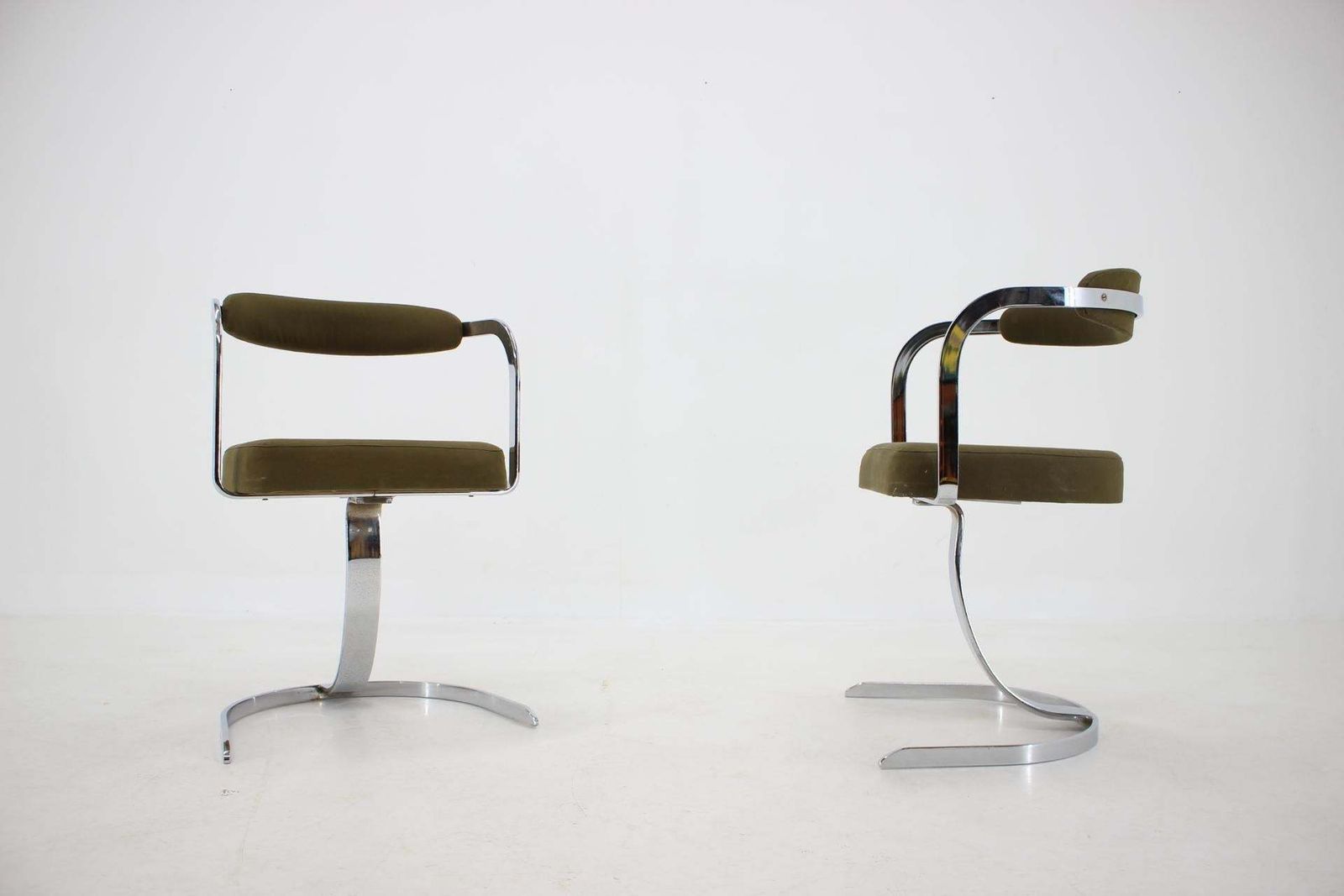 Pair Of Two Very Special French Mid Century Space Age Dining Chairs   1960s photo for sale