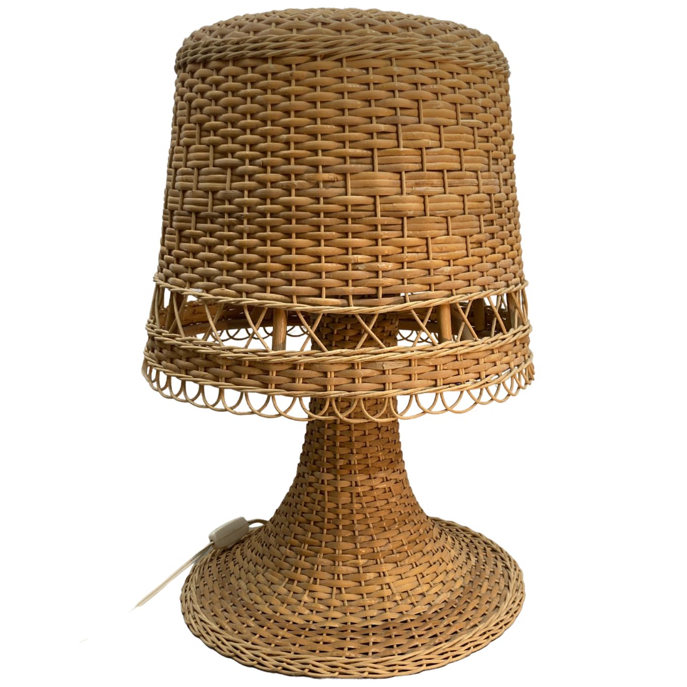 Rattan Wicker Mushroom Table Lamp1960s 1970s photo Lighting