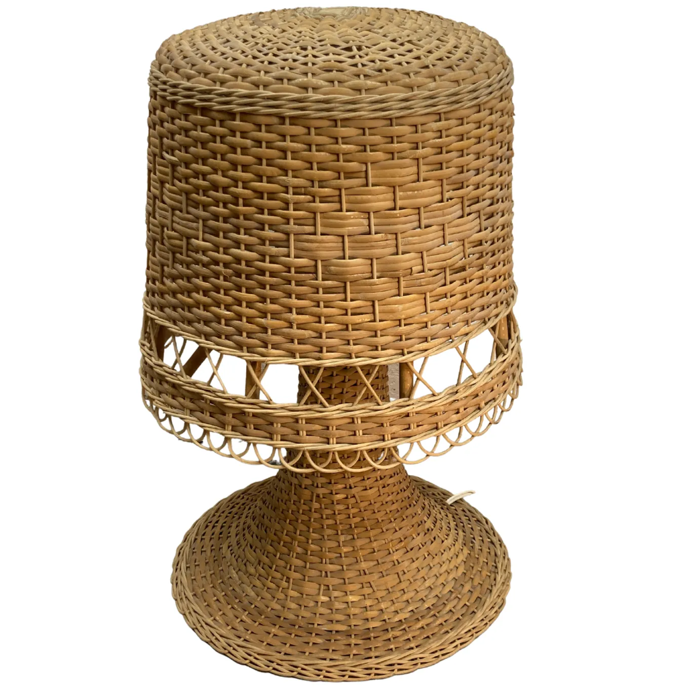 Lighting Rattan Wicker Mushroom Table Lamp1960s 1970s photo