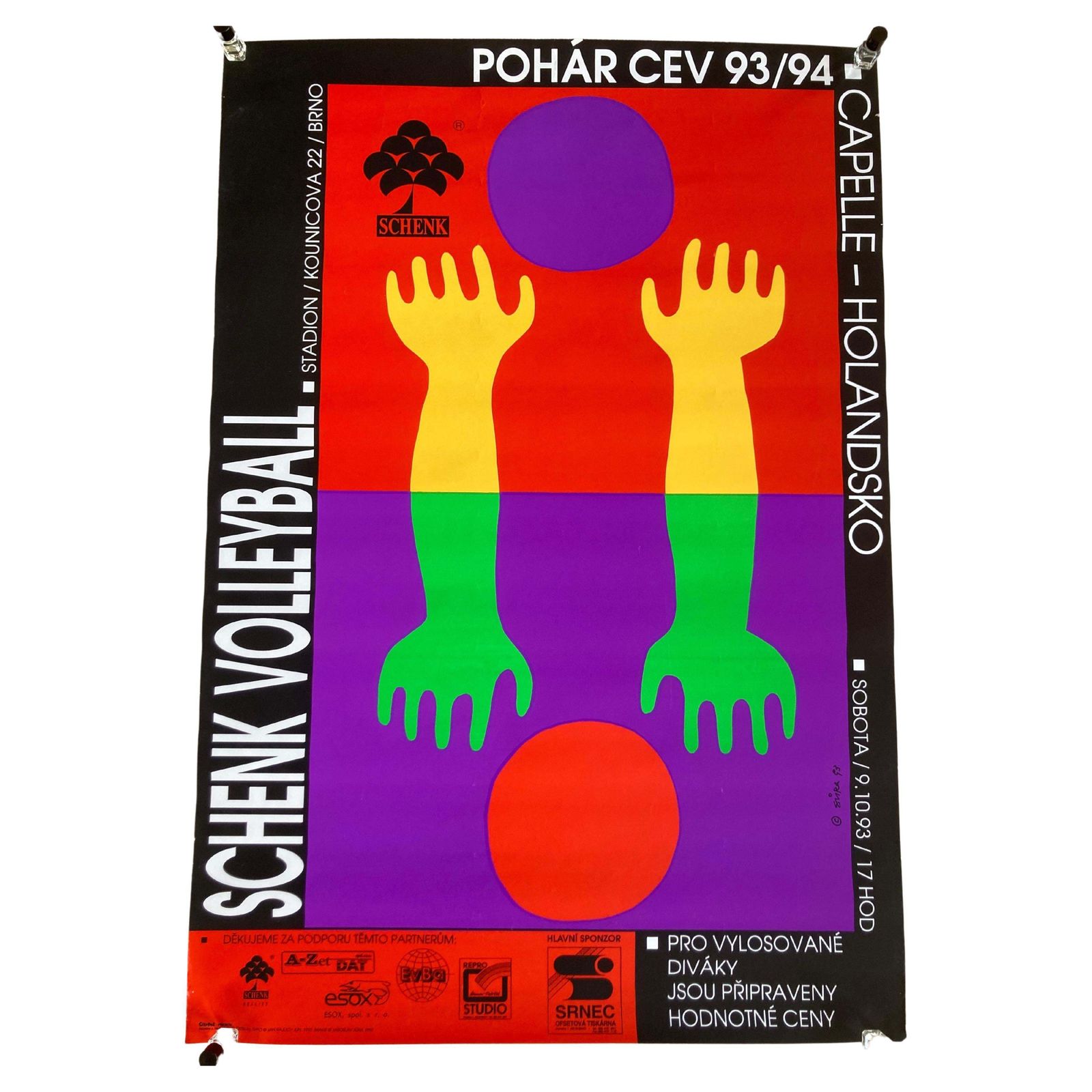 Original Sport Design Volleyball Poster   1993 / Czechoslovakia