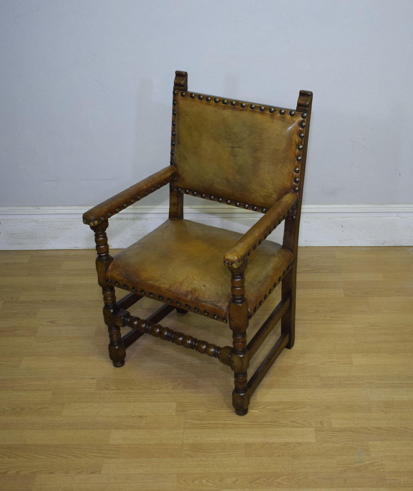 photo for sale Early 20th Century Carved Oak Armchair