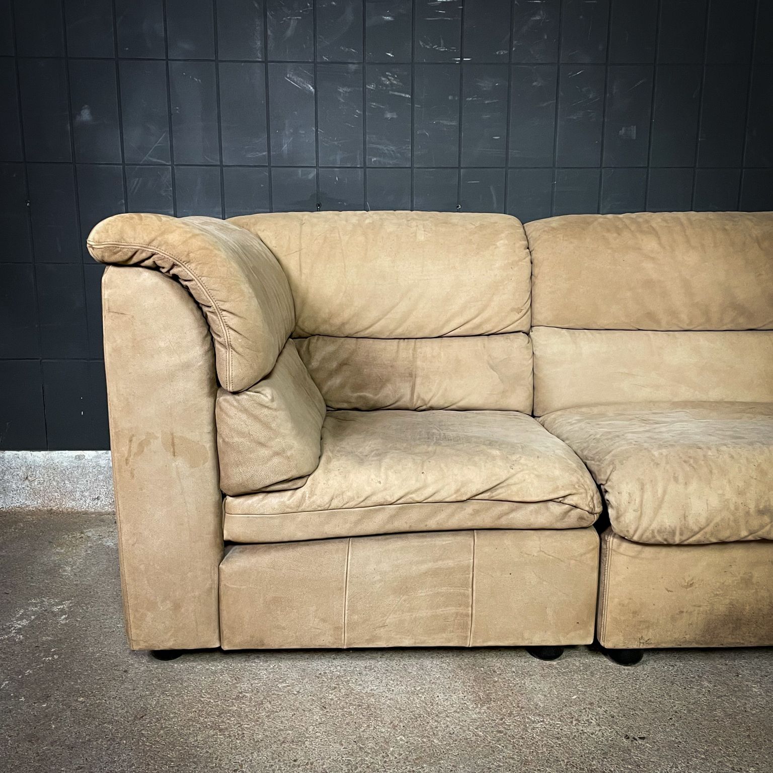 Rolf Benz Elements Hoekbank – Naturel/Zandbruin Leer – 5 Delen photo for sale