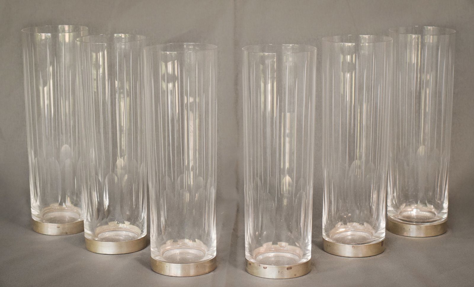 Set Van 6 Glazen Met Zilveren Voet