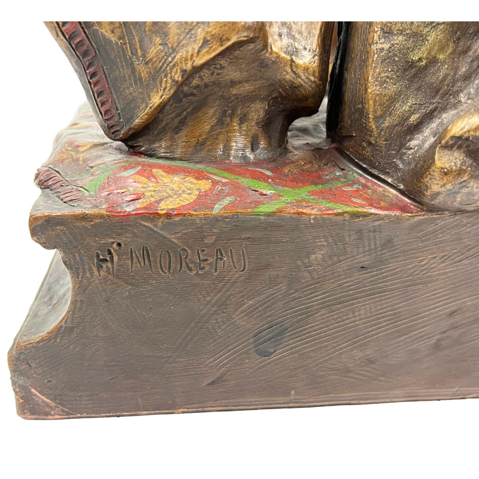19th Century Terracotta Figure Of An Oriental Lady And Arab Man, Signed H. Moreau photo vintage