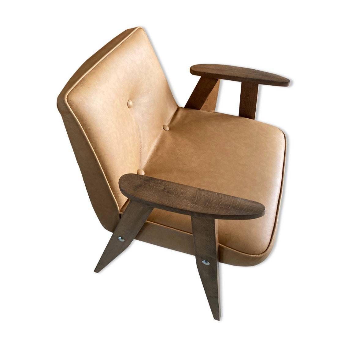 Original 366 Chair From 1960s Covered In Genuine Italian Leather. Designed By J. Chierowski photo for sale